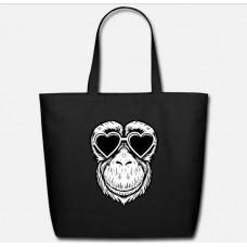 Chimpanzee Love Gorilla Silverback Monkey Ape Black Eco-Friendly Tote Bag